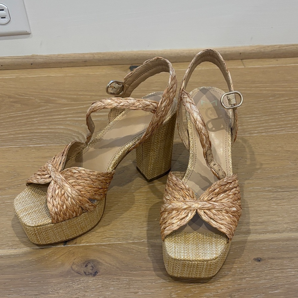 Marc Fisher Chela Braided Platform Tan Sandals